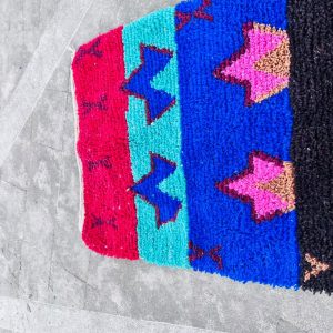 Colorful Berber Beni Ourain Wool Rug Abstract Tribal Carpet