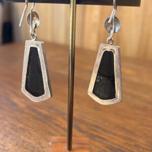 Tuareg Sterling Ebony Inlay Dangle Earrings Berber Desert Jewelry