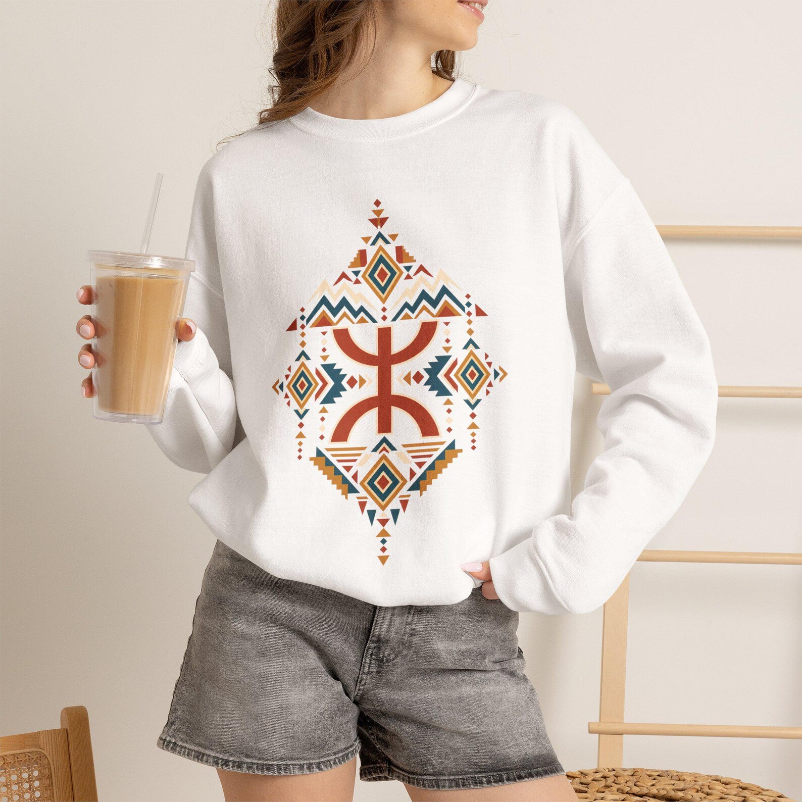 Amazigh Geometric Berber Art T-Shirt with Heritage Symbol Design