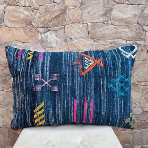 Berber Handwoven Wool Pillow Cover with Traditional Amazigh Symbols