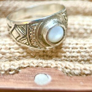 Amazigh Tuareg Chevalière Artisanat massif Silver Nacre Ring