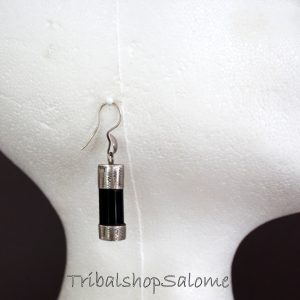 Berber Tuareg Ohrringe Earrings with schwarzem Achat and Silver Caps
