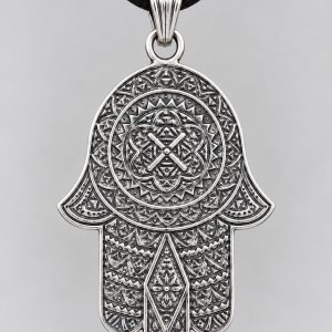 Berber Khamsa Hamsa Necklace with Green Pierre Stone Pendant