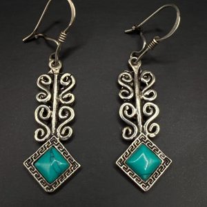 Berber Antique Silver Earrings with Hand Engraved Jewelry Design