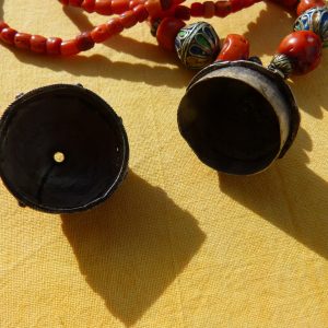 Berber Antique TAGUEMOUT Enamel Perfume Pendant Coral Necklace