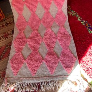 Pink Diamond Berber Wool Runner Handwoven Geometric Rug