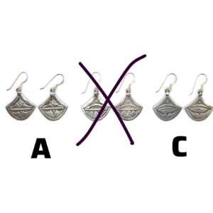Chiseled Tuareg Amazigh Silver Tribal Dangle Earrings Design