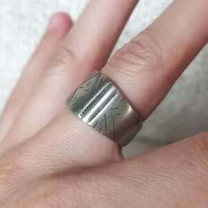 Amazigh Berber Chiseled Antique Silver Ring TanTan Size 8