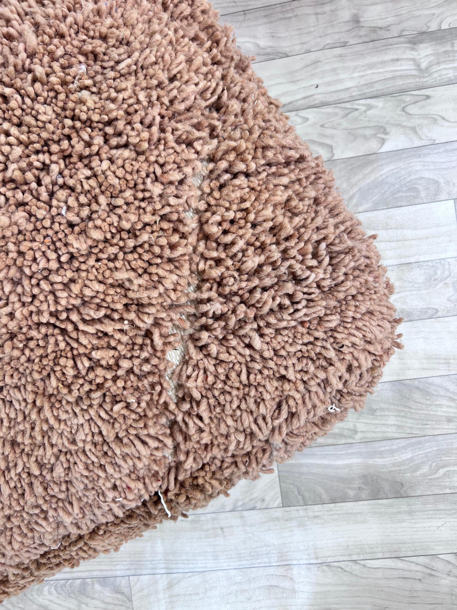 Amazigh Handwoven Berber Wool Floor Pouf with Hanbel Design