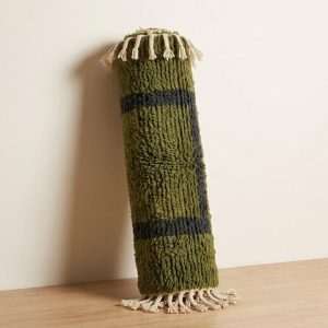 Modernist Berber Olive Green Boujaad Wool Rug Minimalist Frame Design