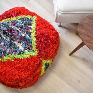 Berber Handwoven Wool Floor Pouf Vintage Kilim Style K1469