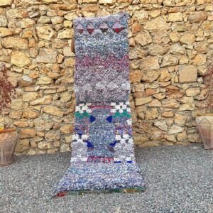 Amazigh Berber Boucherouite Handmade Wool Yarn Kilim Rug