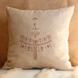Berber Tattoo Pillow Hand Painted Amazigh Decor Pillow with Traditional Symbols