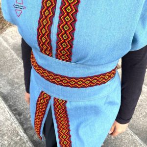 Berber Gilet Inspired Obi Belt with Amazigh Embroidery Design