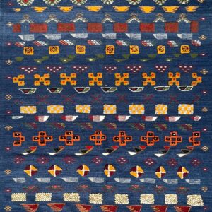 Amazigh Hanbel Handwoven Colorful Wool Tribal Rug with Tassels