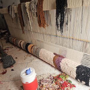 Handwoven Berber Boujaad Pink Wool Rug for Living Room