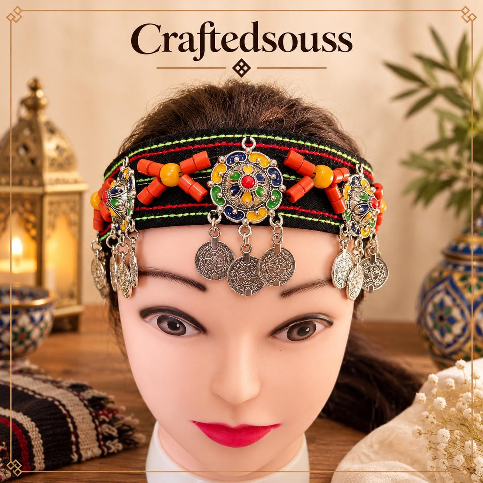Exclusive Amazigh Tachdadt Souss Hair Headband Silver Tone Accessory