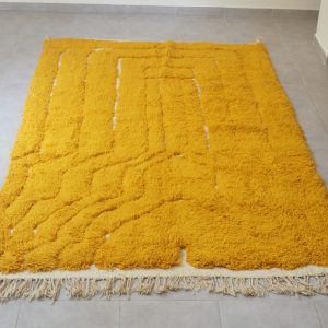 Berber Beni Ourain Handmade Yellow Wool Rug Carpet