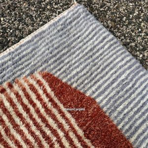 Berber Abstract Terracotta Gray Wool Rug Handmade Geometric Design