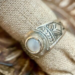 Amazigh Tuareg Chevalière Artisanat massif Silver Nacre Ring
