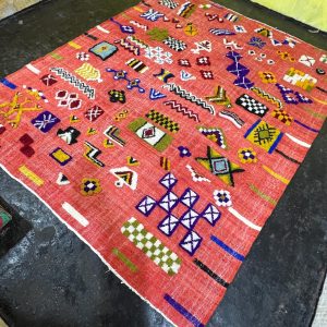 Berber Handmade Orange Flatweave Wool Kilim Large Rug