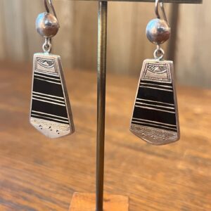 Tuareg Sterling Ebony Inlay Dangle Earrings Berber Desert Jewelry