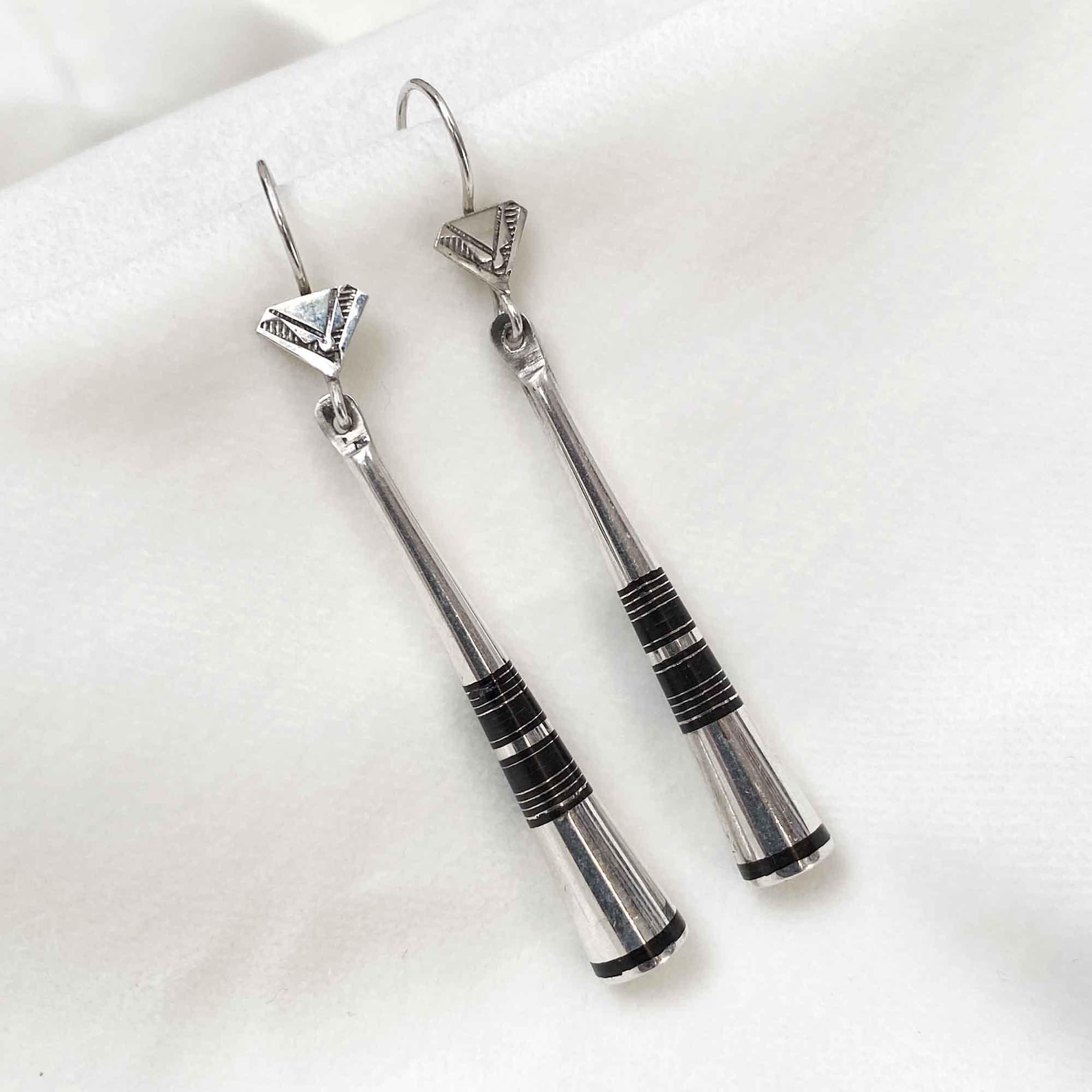 Berber Tuareg Pilons Silver Ebony Earrings with Amazigh Style