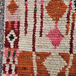 Colorful Berber Azilal Wool Runner Geometric Carpet Rug