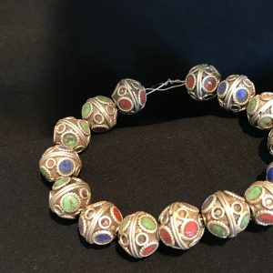 Berber Enamel Beads Supplies 14mm Tarnished Silver Necklace