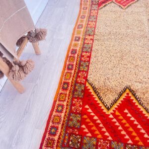 Berber Amazigh Beni Ourain Handmade Wool Rug with Boho Motifs