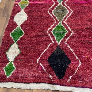 Amazigh Berber Beni Ourain Style Wool Rug with Geometric Tribal Design