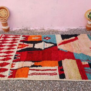Amazigh Custom Abstract Berber Wool Rug Geometric Handmade Artisan Carpet
