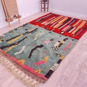 Amazigh Berber Beni Ourain Wool Rug with Boho Home Decor