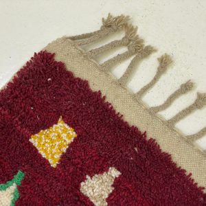 Berber Boujaad Red Geometric Wool Rug Handmade Style