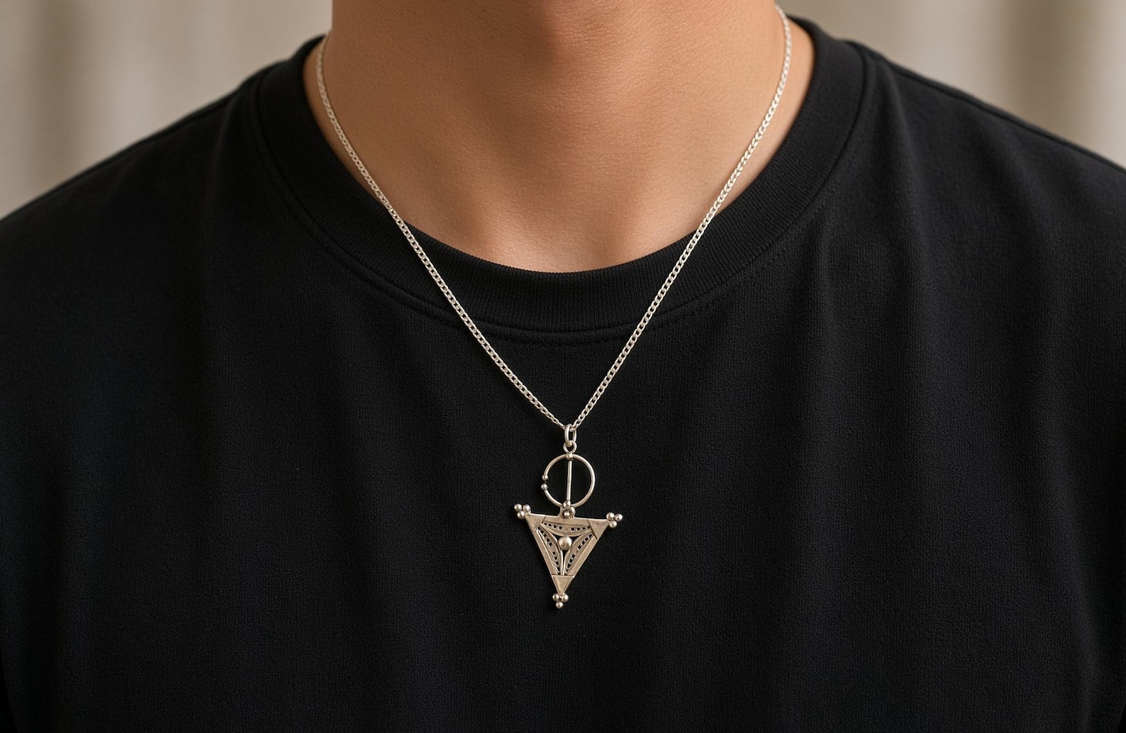 Amazigh Berber Sterling Yaz Symbol Pendant Design Necklace