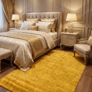 Berber Handloom Saffron Yellow Wool Plush Area Rug