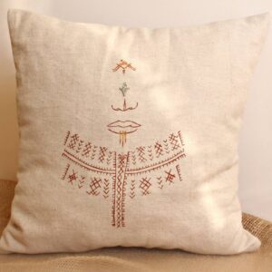 Berber Tattoo Pillow Hand Painted Amazigh Decor Pillow with Traditional Symbols