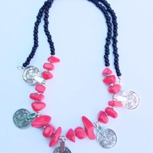 Berber Amazigh Beaded Handmade Coin Charm Statement Necklace