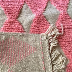 Pink Diamond Berber Wool Runner Handwoven Geometric Rug