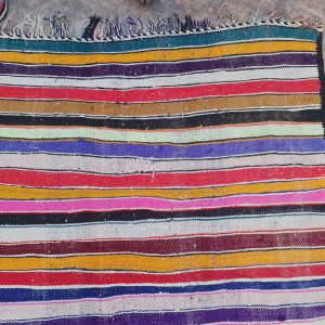 Berber Vintage Handwoven Multicolored Blanket SIZE 3.40 cm 1.38 cm