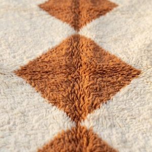 Handwoven Berber Beni Ourain Wool Rug Terracotta Diamond Area Rug