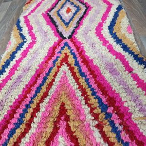 Berber Handmade Beni Ourain Wool Runner Rug Colorful Geometric Design
