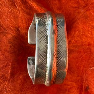 Berber Antique Tunisian Wide Flared Silver Bracelet with Satiny Wear