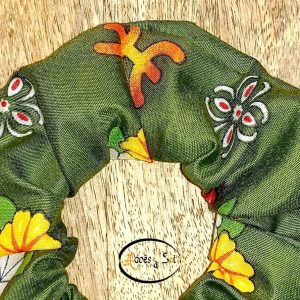 Berber Chouchou Scrunchie with Colorful Kabyle Textile Design