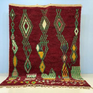Berber Boujaad Red Geometric Wool Rug Handmade Style