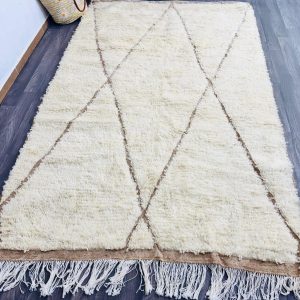 Berber Hand Knotted Beni Ourain Azilal Wool Rug Abstract Design