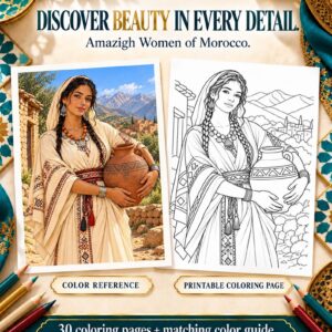 Amazigh Women Coloring Stress Relief Printable Download Collection