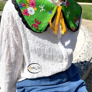 Berber Claudine Blouse with Removable Kabyle Inspired Vintage Accessory Design
