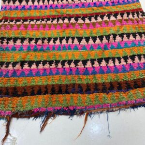 Berber Boucherouite Hand Dyed Wool Rug with Amazigh Tribal Motifs
