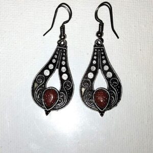 Handmade Amazigh Berber Earrings with Coral Turquoise Accents